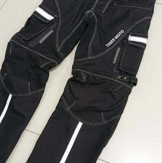Black Motorcycle Riding Pants for Men – Waterproof & Windproof Touring Trousers with CE Armor, Reflective Strips