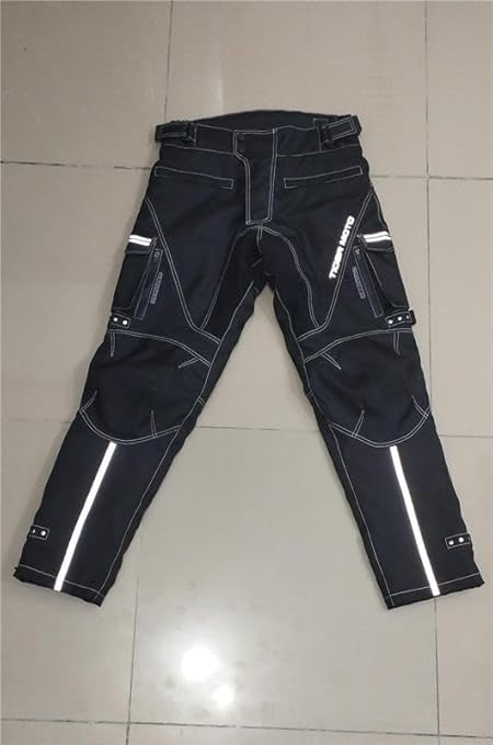 Black Motorcycle Riding Pants for Men – Waterproof & Windproof Touring Trousers with CE Armor, Reflective Strips