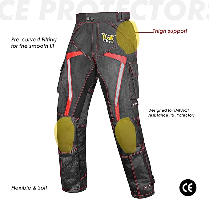 Summer Motorcycle Pants for Men with CE Armor | Adjustable Fit and Waterproof Shell,with Armor for Touring and Dirt Bike Use